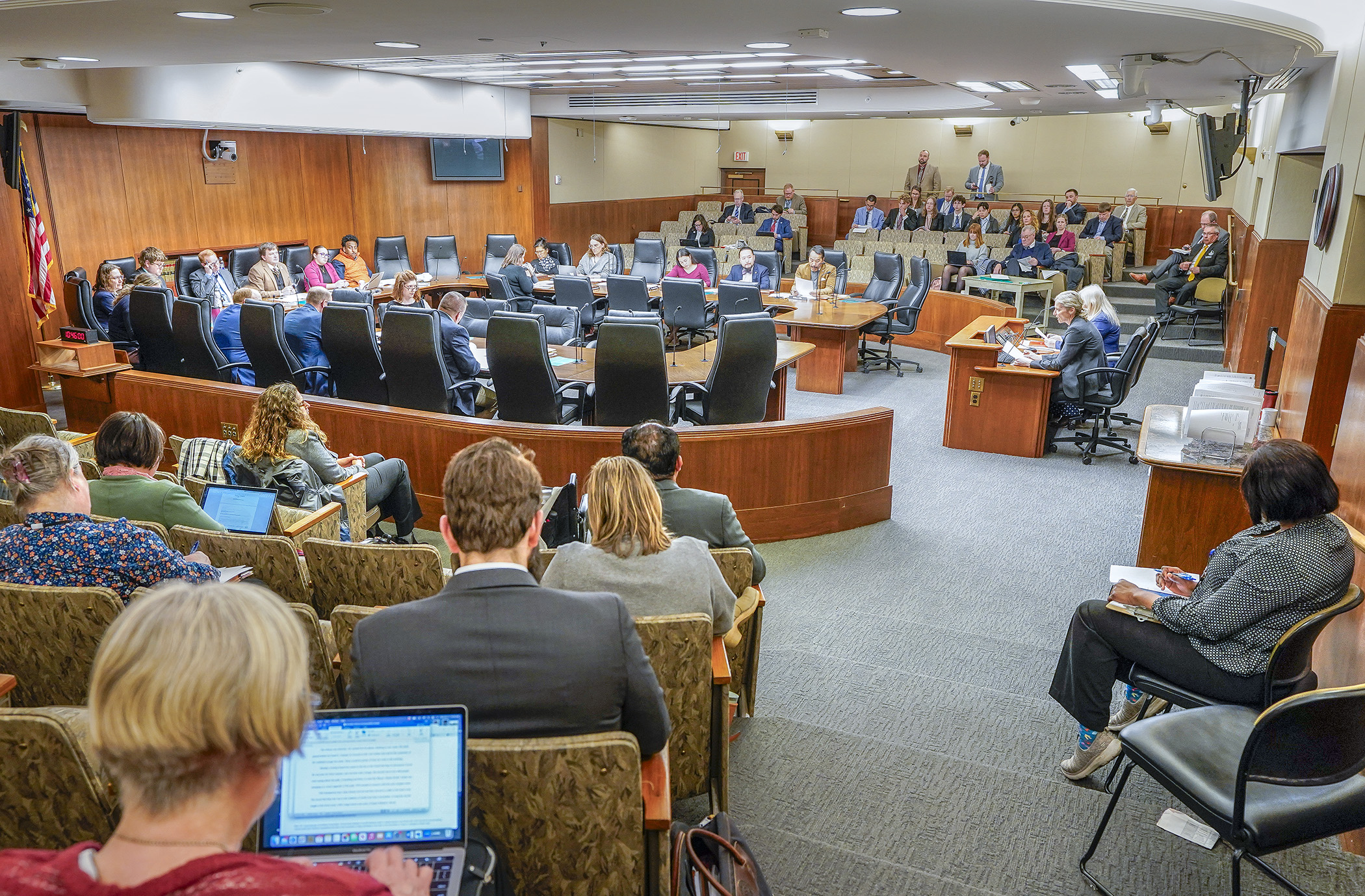 Public testimony is shared with the House Legacy Finance Committee Wednesday before approval of its committee bill. (Photo by Andrew VonBank)